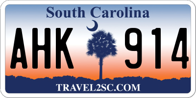 SC license plate AHK914