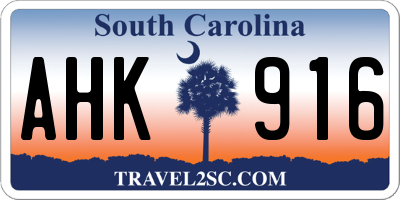 SC license plate AHK916