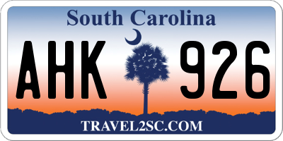 SC license plate AHK926