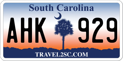 SC license plate AHK929