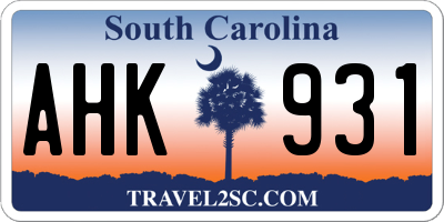SC license plate AHK931