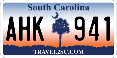 SC license plate AHK941