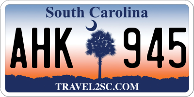 SC license plate AHK945