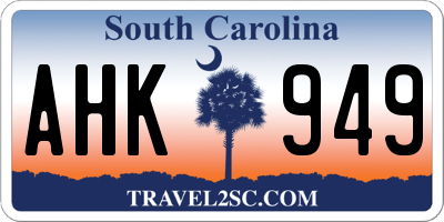 SC license plate AHK949