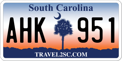 SC license plate AHK951