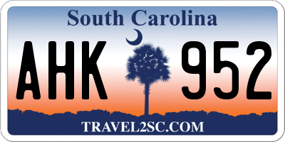 SC license plate AHK952