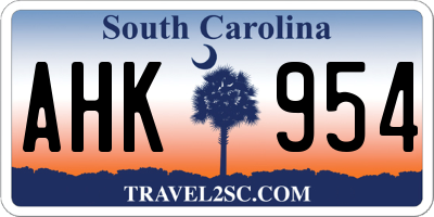 SC license plate AHK954