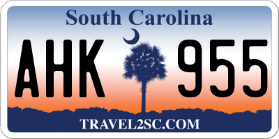 SC license plate AHK955