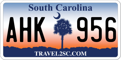 SC license plate AHK956
