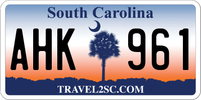SC license plate AHK961