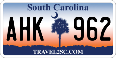 SC license plate AHK962