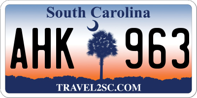 SC license plate AHK963