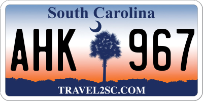 SC license plate AHK967