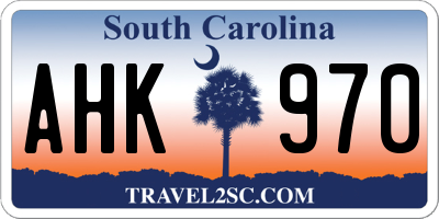 SC license plate AHK970
