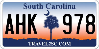 SC license plate AHK978