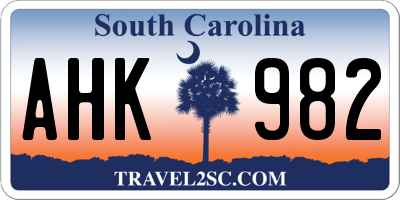 SC license plate AHK982