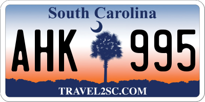 SC license plate AHK995