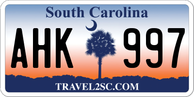 SC license plate AHK997