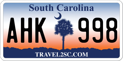 SC license plate AHK998