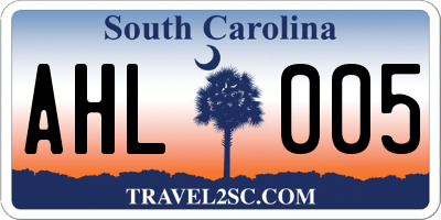 SC license plate AHL005