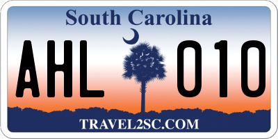 SC license plate AHL010