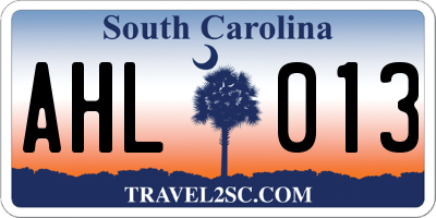 SC license plate AHL013