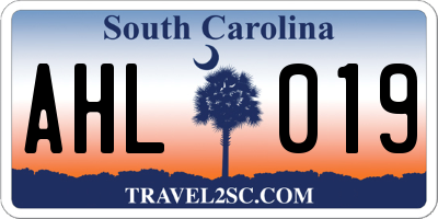 SC license plate AHL019