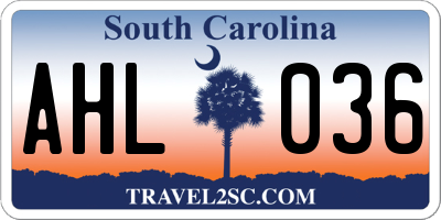 SC license plate AHL036