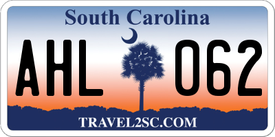 SC license plate AHL062