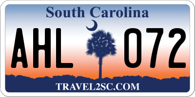 SC license plate AHL072