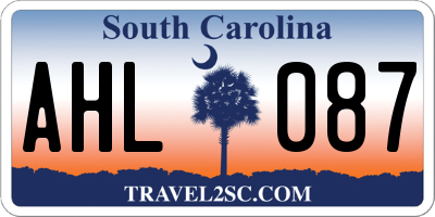 SC license plate AHL087