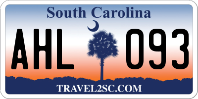 SC license plate AHL093