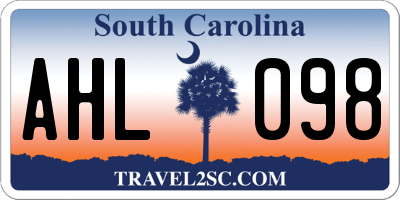 SC license plate AHL098