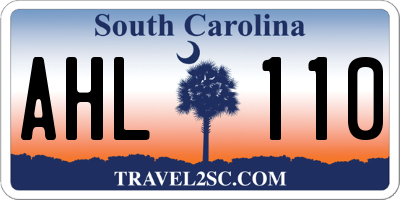 SC license plate AHL110