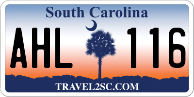 SC license plate AHL116