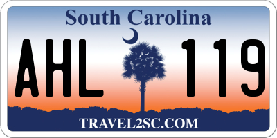 SC license plate AHL119
