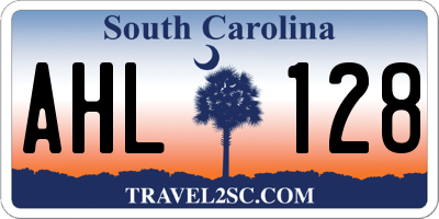 SC license plate AHL128