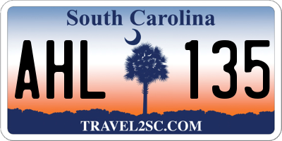 SC license plate AHL135