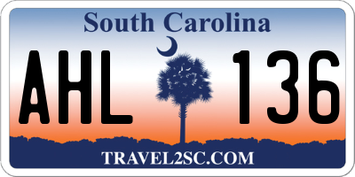 SC license plate AHL136