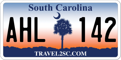 SC license plate AHL142