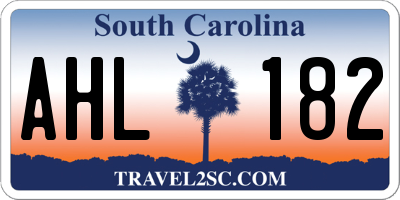 SC license plate AHL182