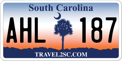 SC license plate AHL187