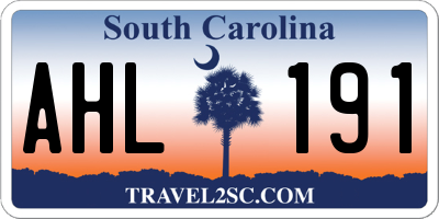 SC license plate AHL191