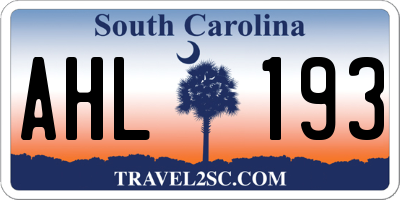SC license plate AHL193