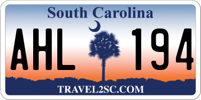 SC license plate AHL194