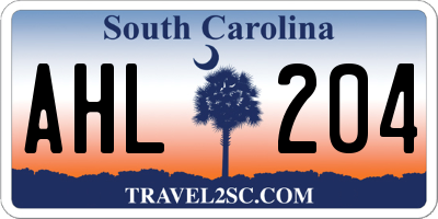 SC license plate AHL204