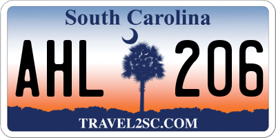 SC license plate AHL206