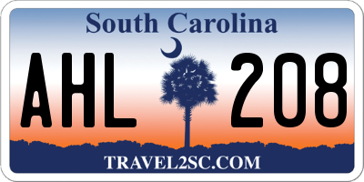 SC license plate AHL208