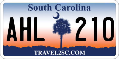 SC license plate AHL210