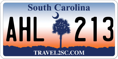 SC license plate AHL213